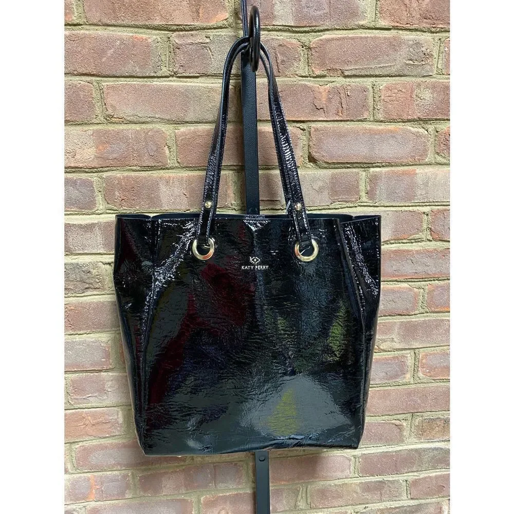 Katy Perry Iris Black Patent Leather Tote Bag NWT